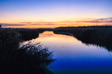 The Lake Federsee near Bad Buchau, Baden-Württemberg, Germany, Europe.