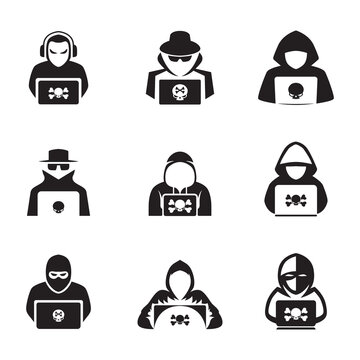 Hacker Black Flat Icon Set