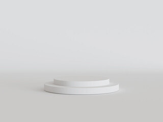 3d render of minimalist podium in white gray studio and lighting for product display.