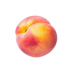 Peach fruit isolated on white or transparent background. One whole peach fruit