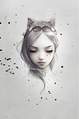 High quality abstract woman cat illustration