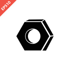 Screw nut washer mechanical accessory design vector flat isolated illustration