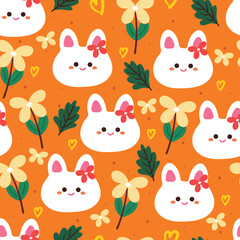 seamless pattern cartoon bunny and flower. cute animal wallpaper for textile, gift wrap paper