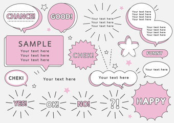 design set of stickers comics cloud. manga frame