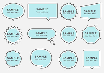 design set of stickers comics cloud. manga frame