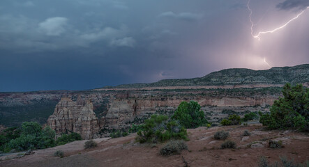 Lighting strike in the Colorado National Monument in Grand Junction, Colorado- from the Saddlehorn...
