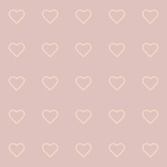 Endless seamless cute pattern of hearts Beige vector Hearts Pastel background Wallpaper for wrapping paper Background Vector illustration Color pattern with hearts. Line Heart Light Cream Dusty Brown