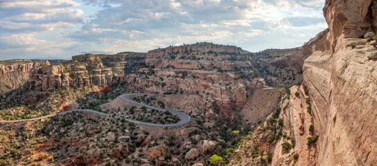 View of Monument Road at Colorado National Monument in Grand Junction, Colorado- Serpents Traiil