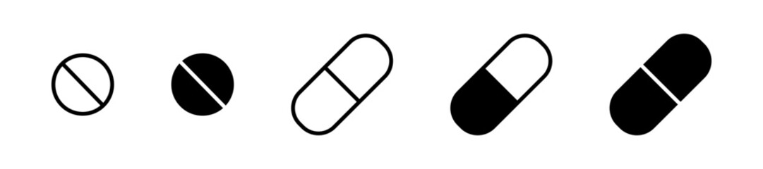 Pill icon. Medical tablet symbol. Vector sign.