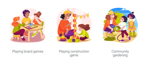 Extracurricular activity isolated cartoon vector illustration set