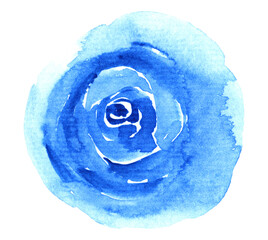 Beautiful watercolor blue rose isolated on white.