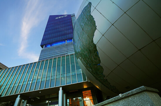 RALEIGH, NC - USA - 10-07-2020: The Museum of Natural Sciences in downtown Raleigh NC with its oversize globe