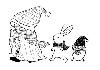 Easter family characters Line Art 01