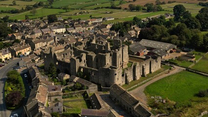 Fototapeta na wymiar Aerial view of the Middleham Castle in Middleham in Wensleydale, in the county of North Yorkshire