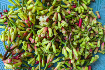 Top view of some fresh cloves