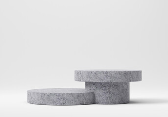 step concrete podiums on white background. Mock up design empty space abstract pedestal scene with geometrical. Scene to show cosmetic products presentation. Showcase,shopfront,display case,3d render