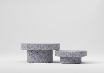 Empty studio product display white background. banner mock up space for showcase product.empty step concrete backdrop business presentation, copy space perspective studio photography stand 3d render