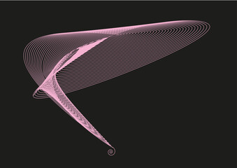 Una spirale futurista spaziale che si sviluppa su uno sfondo nero per un quadro avveniristico mistico meditativo o ciclone uragano tromba d'aria