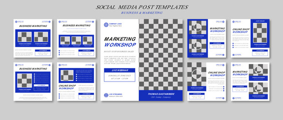 Set Of Business and Marketing Workshop For Social Media Post Template