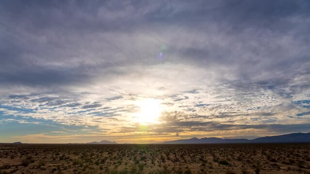 Blue sky to sunset over the Mojave desert