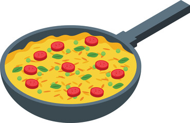 Paella seafood icon isometric vector. Spanish food. Cooked design