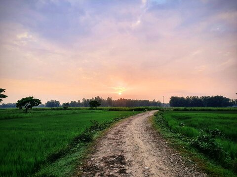 sunrise beautiful countryside nepal terai plains