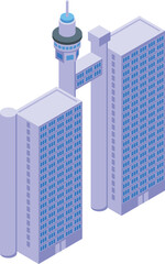 Sky building icon isometric vector. Serbia travel. Nation city