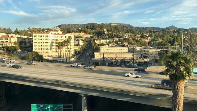 Time-lapse of  the 101 freeway during a busy day
