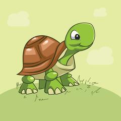 Cute green baby turtle smile 