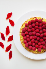 bright raspberry cake on a plate