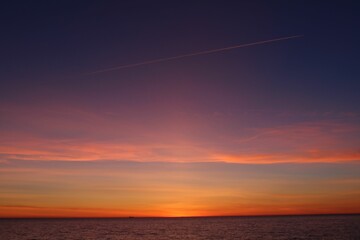 Picturesque view of a purple colored sunset