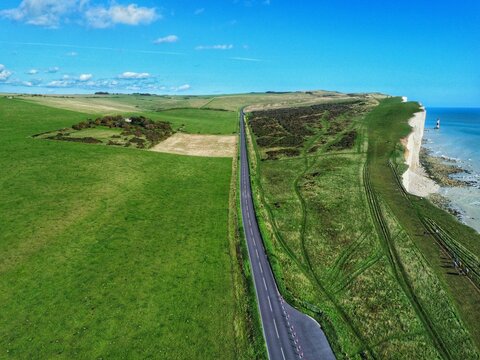 Aerial View Of Seven Sisters Cliffs In Eastbourne