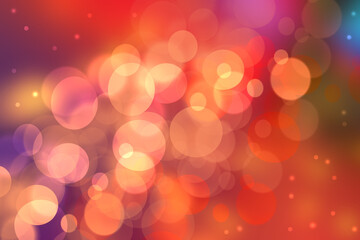 A festive abstract gradient orange pink red background texture with glitter defocused sparkle bokeh circles and stars. Card concept for Happy New Year, party invitation, valentine or other holidays.