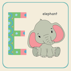 animal alphabet letter e
