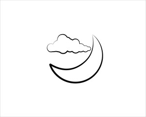 Cloud moon icon, illustration isolated vector sign symbol