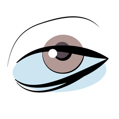 vector simple illustration of eye with blue and bordo color
