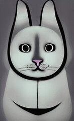 Funny fat gray kitten illustration