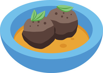 Meat balls icon isometric vector. Duck food. Cuisine gras