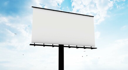 Obraz premium 3D rendering of blank billboard empty advertisement isolated on white. Empty mockup template. Blank billboard mockup.