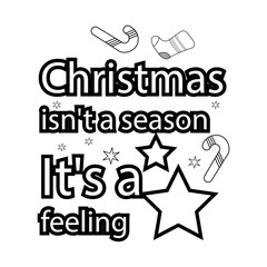 Merry Christmas Coloring page. Christmas line art coloring page design for kids.