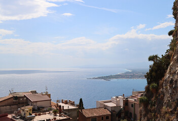 panoramic view of the coast from Taormina Sicily-