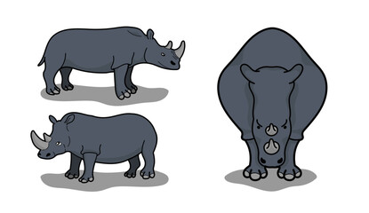 Set of rhinoceros, vector illustration