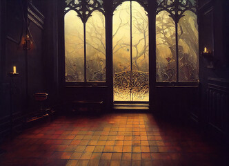 Obraz premium light through the window in an old building