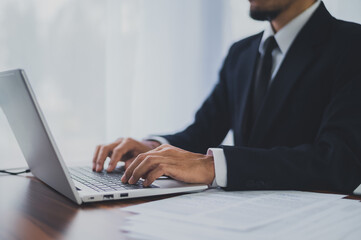 Business man using computer working in office