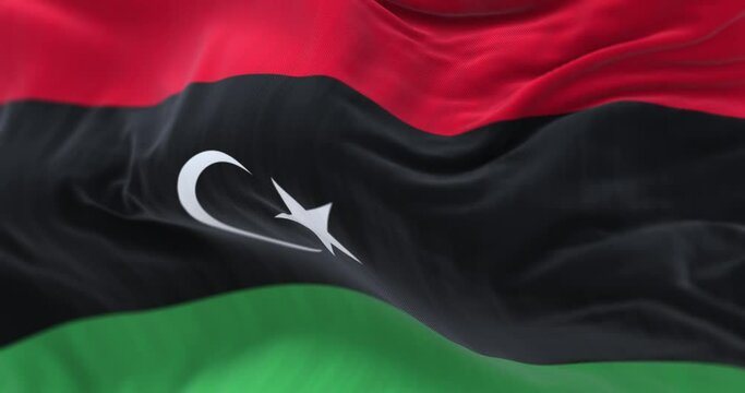 Close-up view of Libya National flag waving