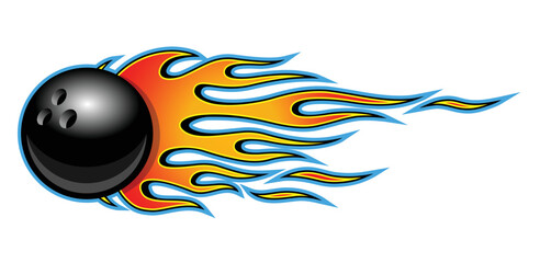 Bowling ball vector image with tribal fire flame printable car sticker motorcycle decal sport logo template © Artoholics