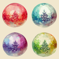 Seamless christmas decoration bubbles, aquarelle xmas balls endless background pattern. Winter holidays