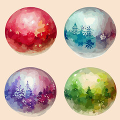 Seamless christmas decoration bubbles, watercolor xmas balls endless pattern. Winter collection