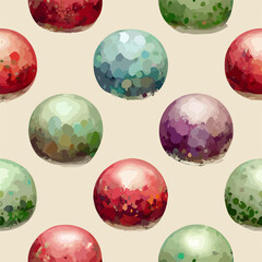 Seamless pattern christmas balls, watercolor balls endless pattern. New-year collection