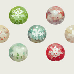 Seamless pattern christmas bubbles, watercolor xmas balls endless pattern. New-year collection